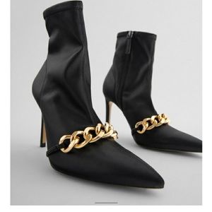 Zara Chain Pointed High Heel Booties